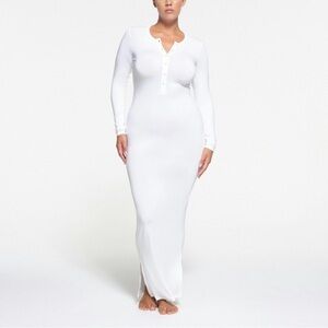 Skims Sleep Long Henley Dress in Snow White NWOT Soft HTF Rare